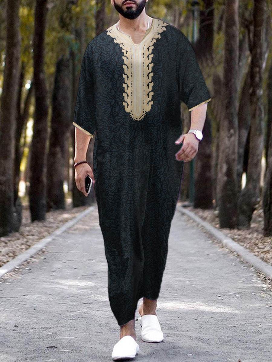 Buycenter Men’s Short Sleeve Rompers - Arab Ethnic Style for Autumn - Buy Center US