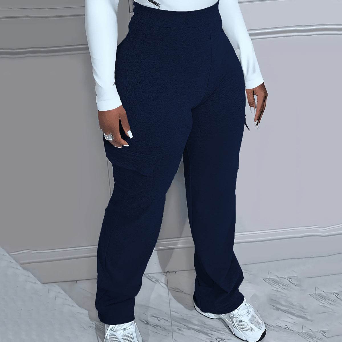 Women's Knitted Trousers - Large Autumn & Winter Solid Color Workwear - Buy Center US