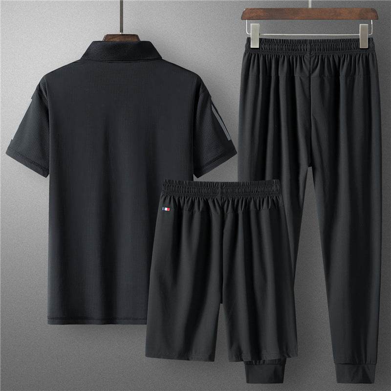 Buycenter Men's Summer Sports Suit - Ice Silk, Casual & Comfortable - Buy Center US