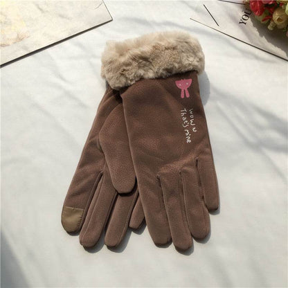 Autumn Winter Women's Riding Gloves - Warm Fleece-Lined Korean Style - Buy Center US