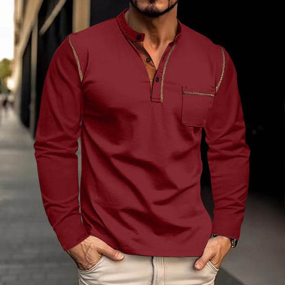 Buycenter Men's Long-Sleeved Polo Shirt - Casual Spring & Summer Wear - Buy Center US