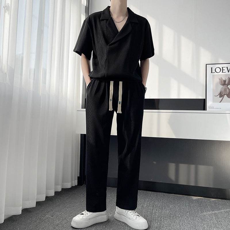 Buycenter Summer Ice Silk Shirt & Pants Set - Men's Leisure Outfit - Buy Center US