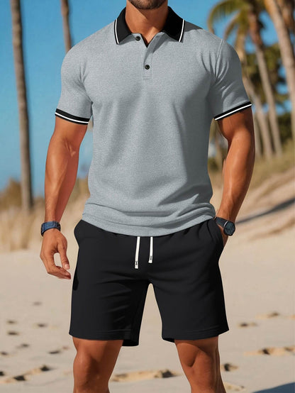 Men's Casual Short Sleeve Shirt & Drawstring Shorts Set - Summer Fashion - Buy Center US
