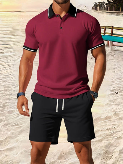 Men's Casual Short Sleeve Shirt & Drawstring Shorts Set - Summer Fashion - Buy Center US