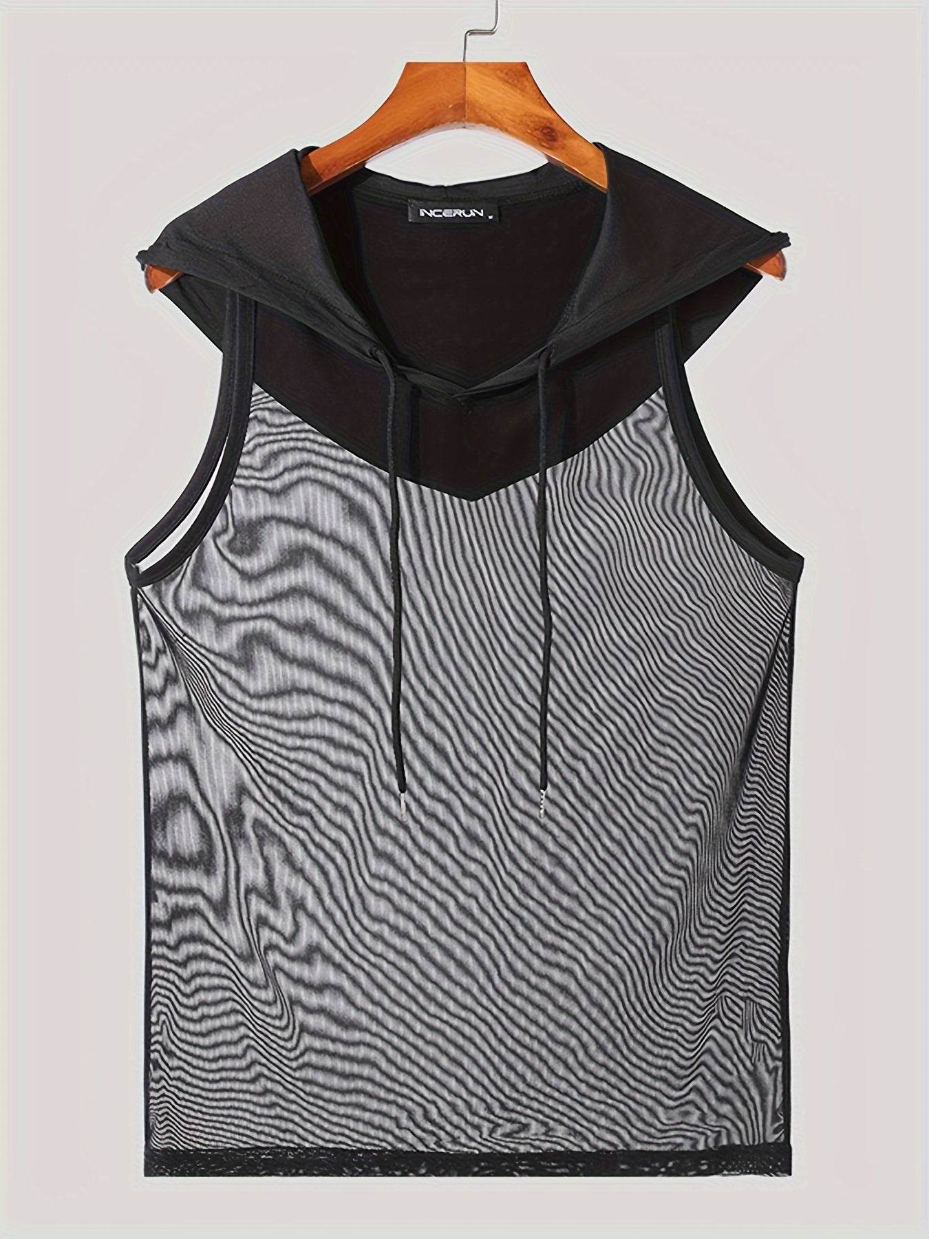 INCERUN Men's Hooded Tank Top - Quick Dry Moisture-Wicking Sleeveless Shirt - Buy Center US