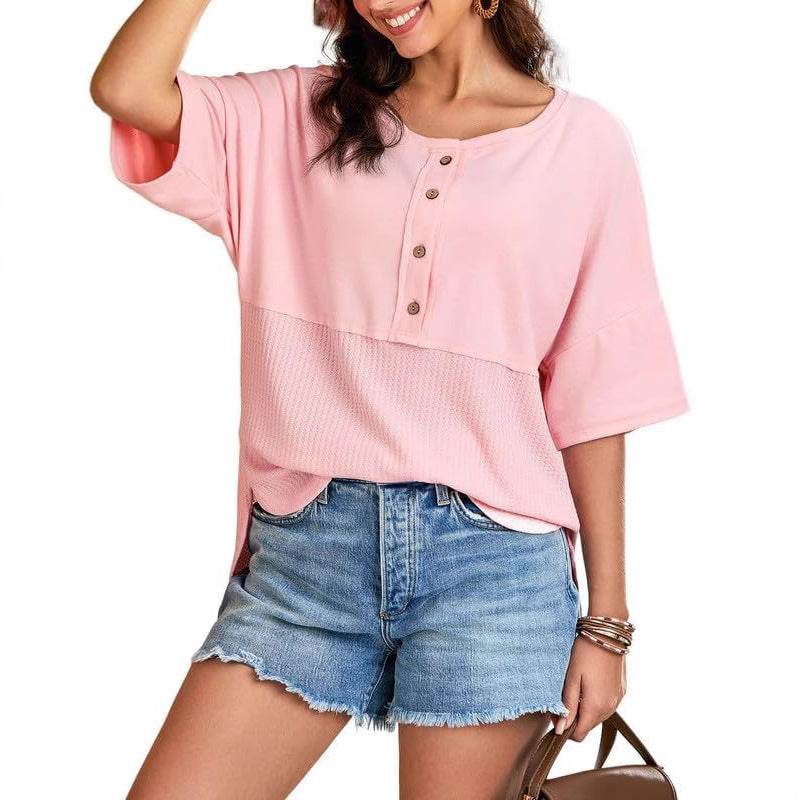 Women's Waffle Knit Top - Stylish Pullover in Multiple Colors and Sizes - Buy Center US