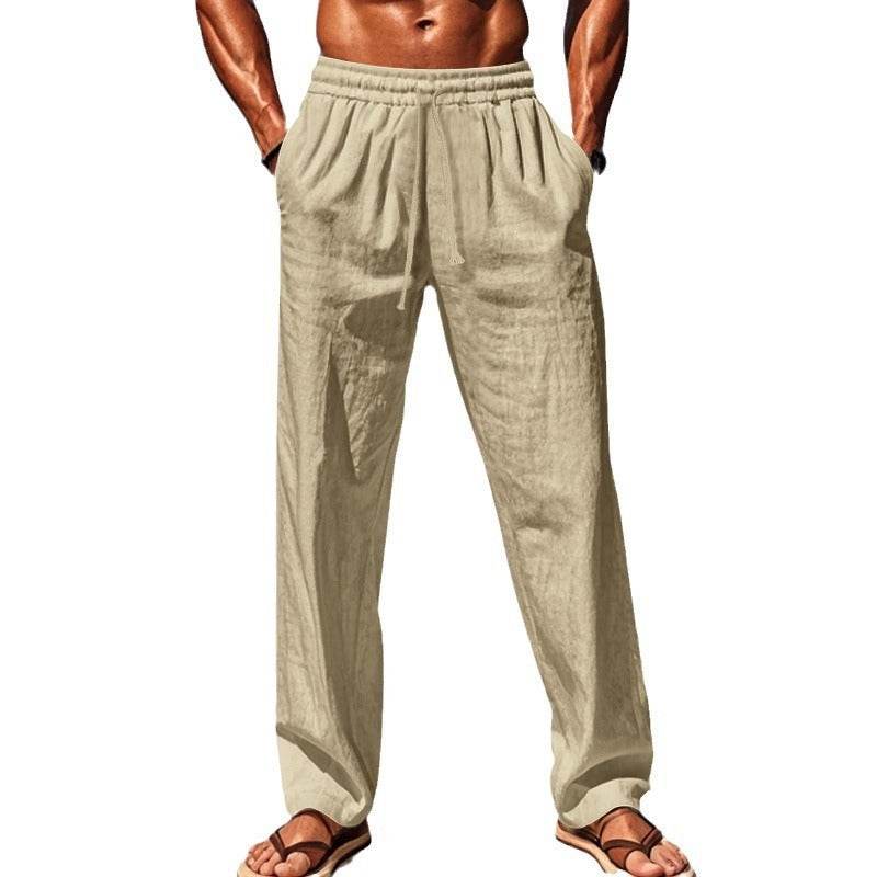 Breathable Cotton-Linen Leisure Sports Trousers - Mid Waist, Multiple Colors - Buy Center US