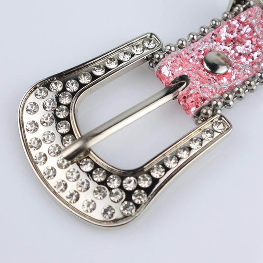 Rhinestone Women's Thin Belt - Fashion Personality, Handmade PU Leather - Buy Center US