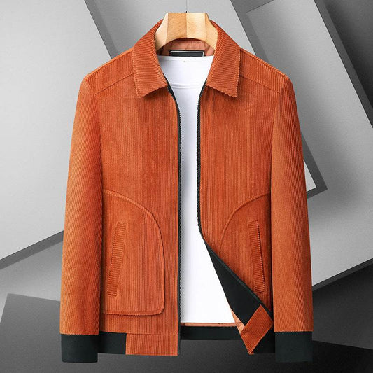 Buycenter Plus Size Corduroy Coat - Rust Red, Khaki, Navy & Black - Buy Center US