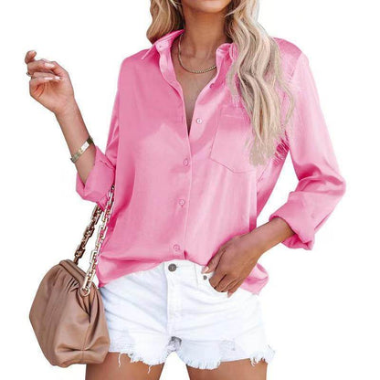 Women's Spring Long Sleeve V-Neck Top - European & American Styles - Buy Center US