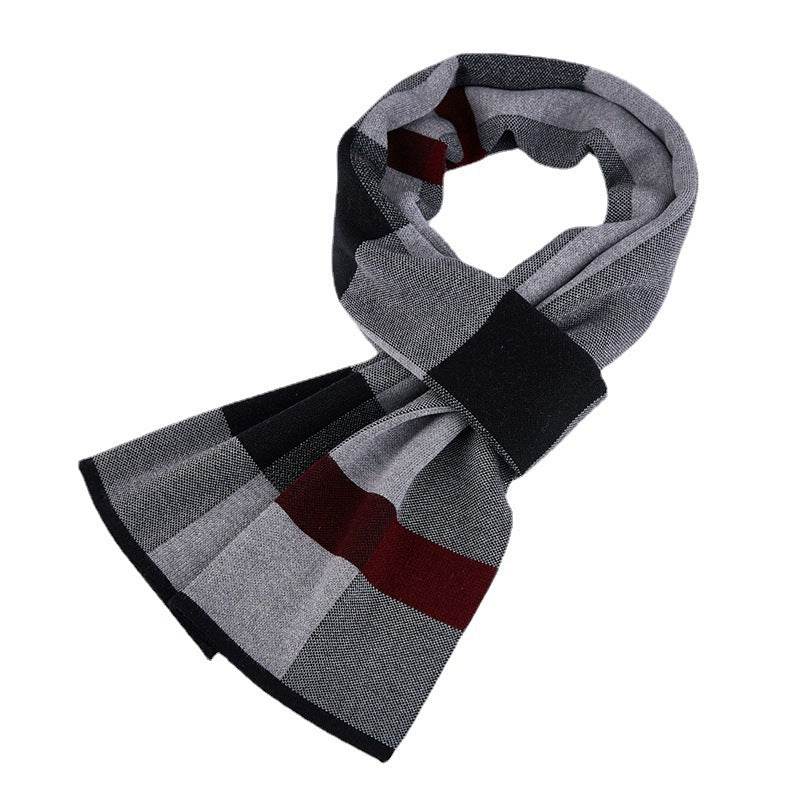 Buycenter Men's Wool Knitted Scarf - Plaid Design, Warm & Stylish - Buy Center US