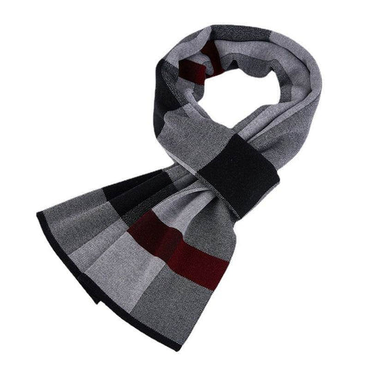 Buycenter Men's Wool Knitted Scarf - Plaid Design, Warm & Stylish - Buy Center US