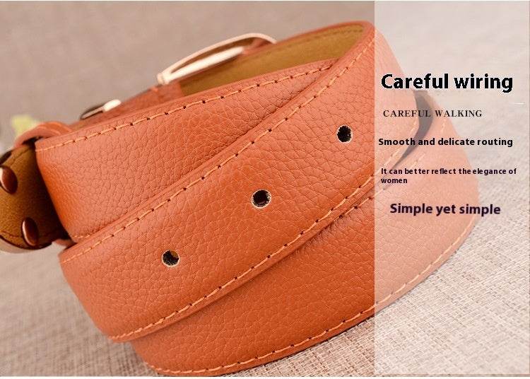 Women's Alloy Buckle Pant Belt - Stylish Imitation Leather in Multiple Colors - Buy Center US