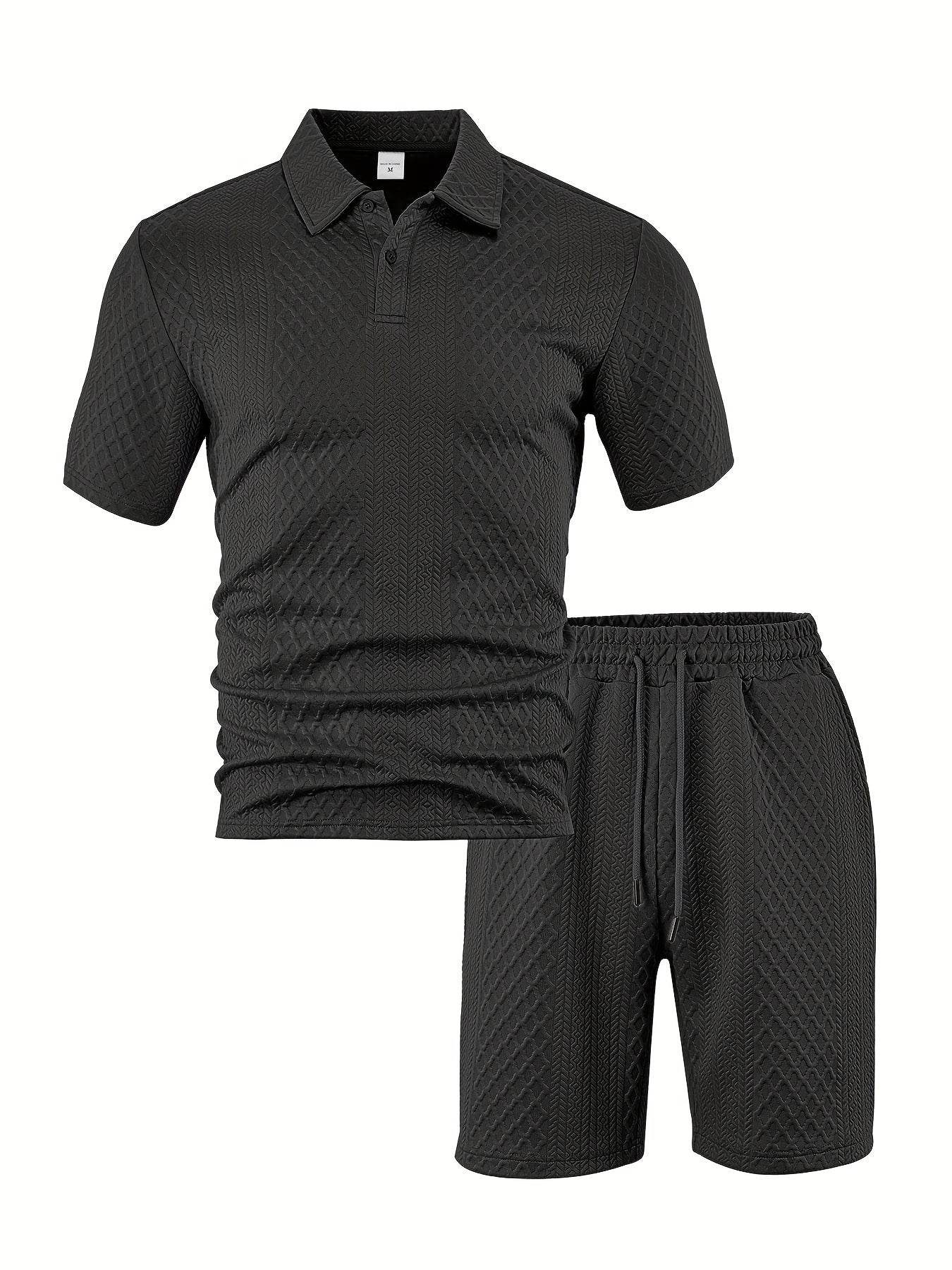 Men's Summer Jacquard Two-Piece Set - Casual Short Sleeve Sports Outfit - Buy Center US