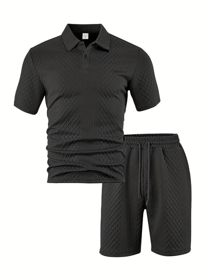 Men's Summer Jacquard Two-Piece Set - Casual Short Sleeve Sports Outfit - Buy Center US