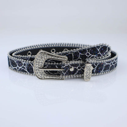 Rhinestone Women's Thin Belt - Fashion Personality, Handmade PU Leather - Buy Center US