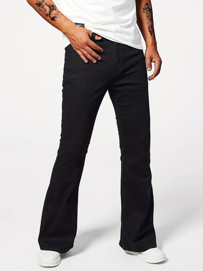 Men's Slim-Fit Solid Denim Pants - Casual Cotton Jeans for Outdoor Use - Buy Center US