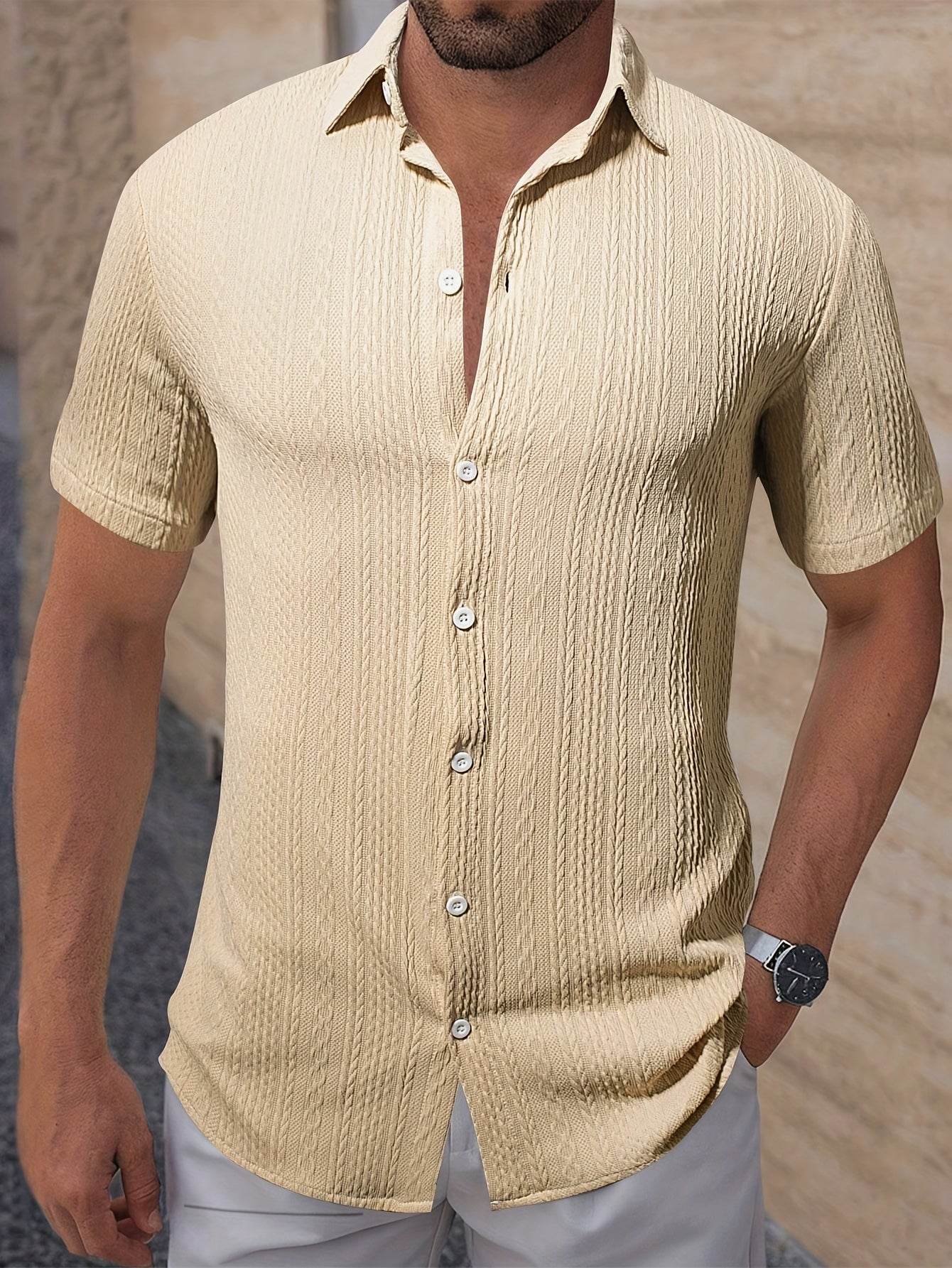 Men's Geometric Pattern Casual Shirt - Short Sleeve Lapel Collar Fit - Buy Center US