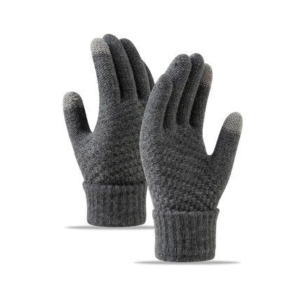Warm Fleece-lined Cycling Gloves - Wind-proof Touchscreen Knitted Design - Buy Center US