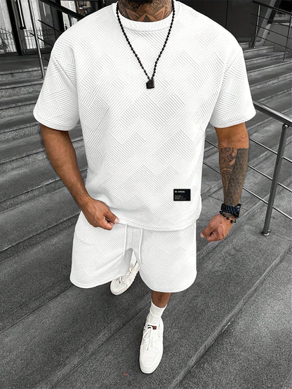 Men’s Vintage Two-Piece Set - Loose-Fit T-Shirt & Drawstring Shorts - Buy Center US
