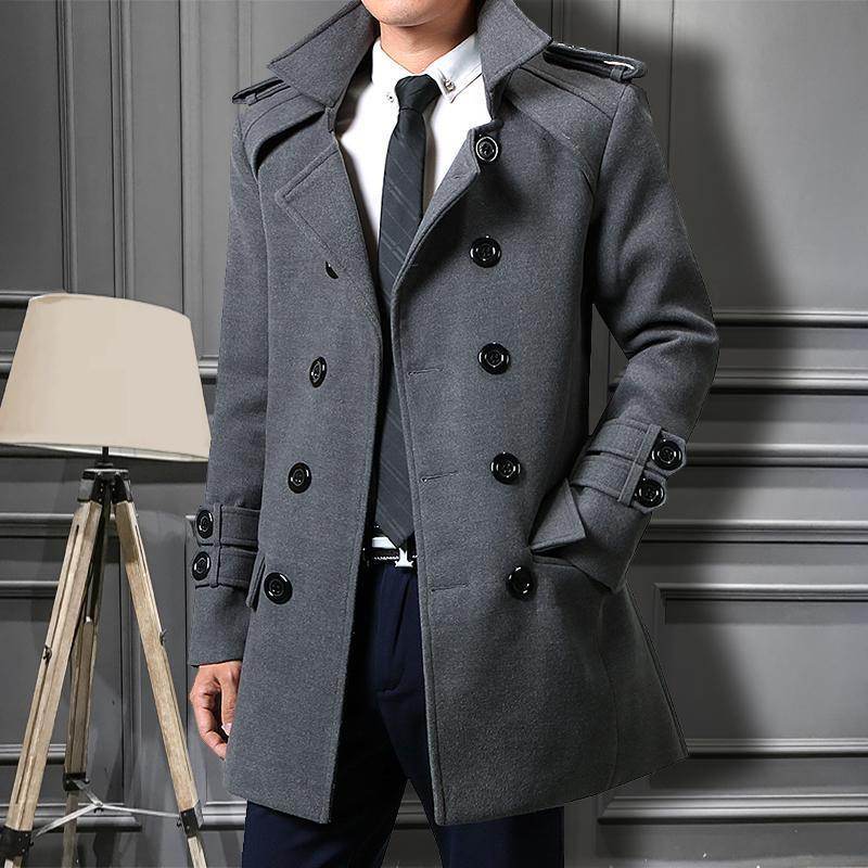 Buycenter Men's Slim Fit Duster Coat - Korean Fashion, Pocket Style - Buy Center US