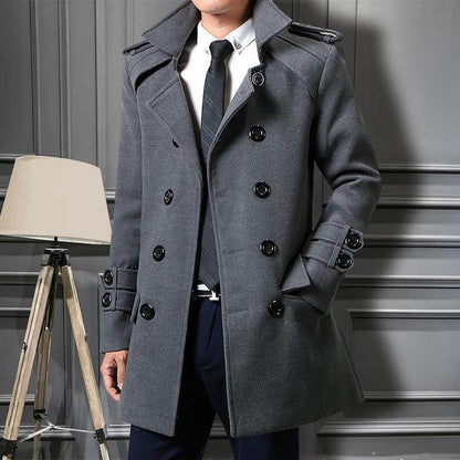 Buycenter Men's Slim Fit Duster Coat - Korean Fashion, Pocket Style - Buy Center US