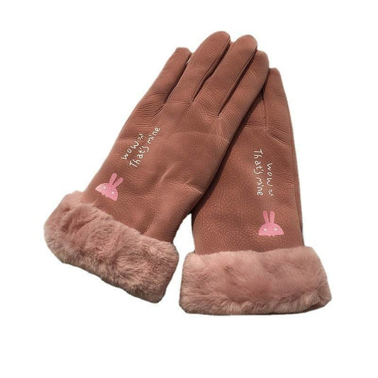 Autumn Winter Women's Riding Gloves - Warm Fleece-Lined Korean Style - Buy Center US