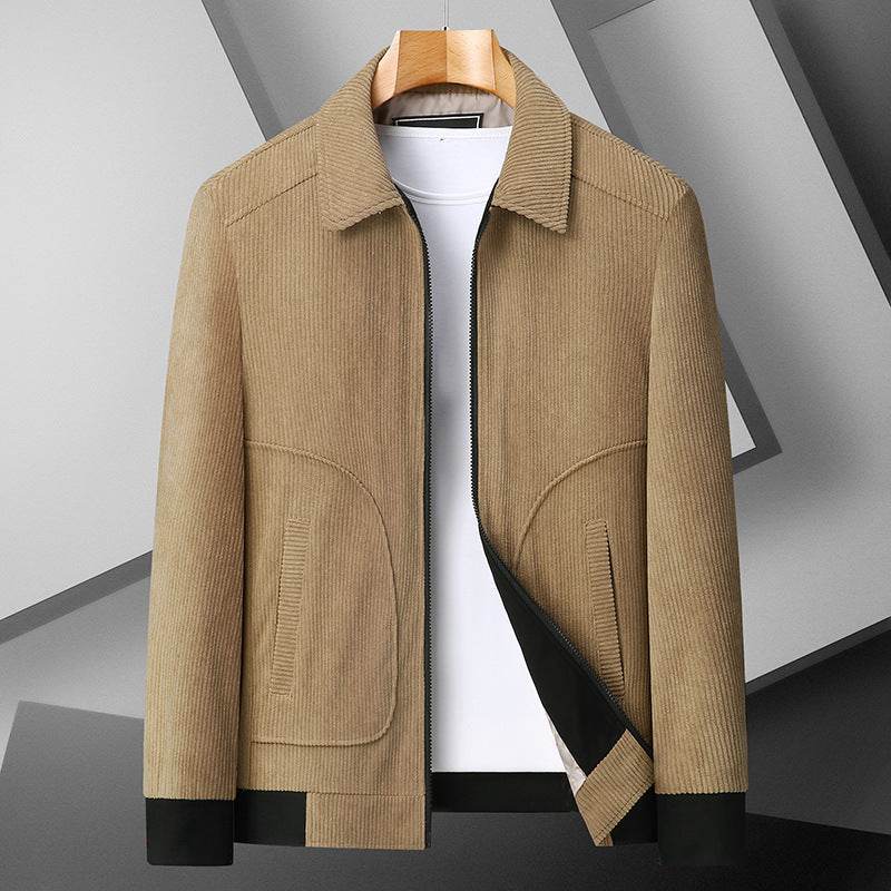 Buycenter Plus Size Corduroy Coat - Rust Red, Khaki, Navy & Black - Buy Center US