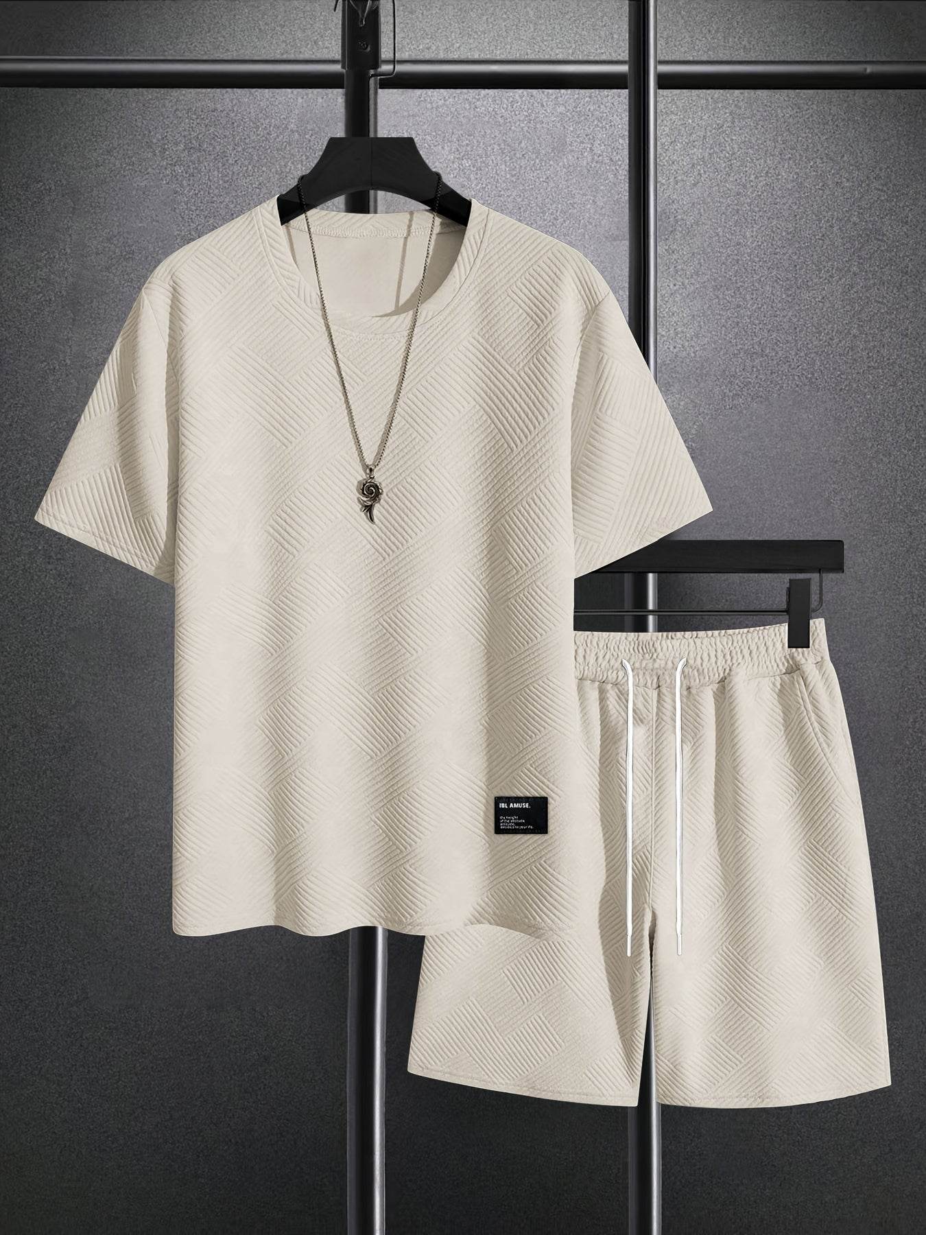 Men’s Vintage Two-Piece Set - Loose-Fit T-Shirt & Drawstring Shorts - Buy Center US