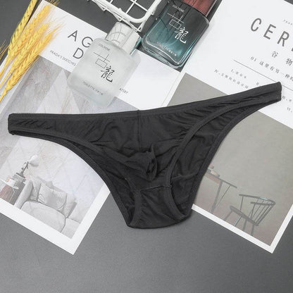 Buycenter Low Waist Men's Briefs - Transparent Ice Silk T-shaped Design - Buy Center US
