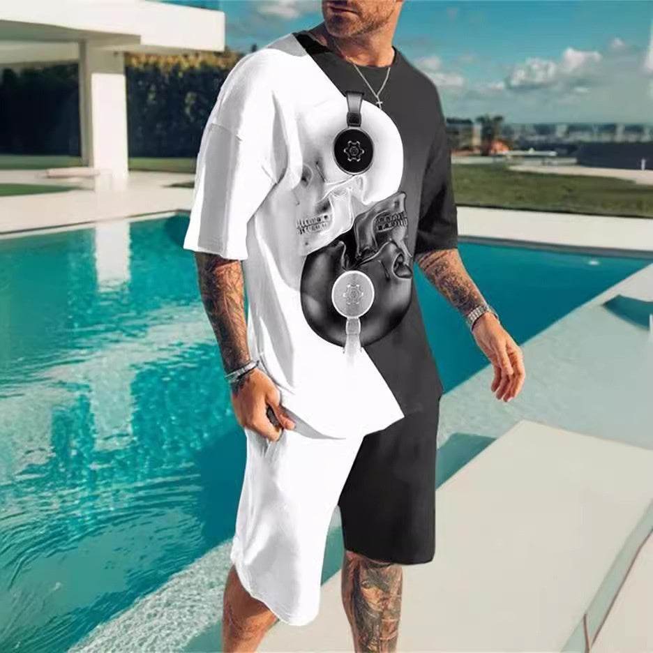 Simple Men's 3D Print Oversized Shirt & Shorts Set - Comfortable Style - Buy Center US