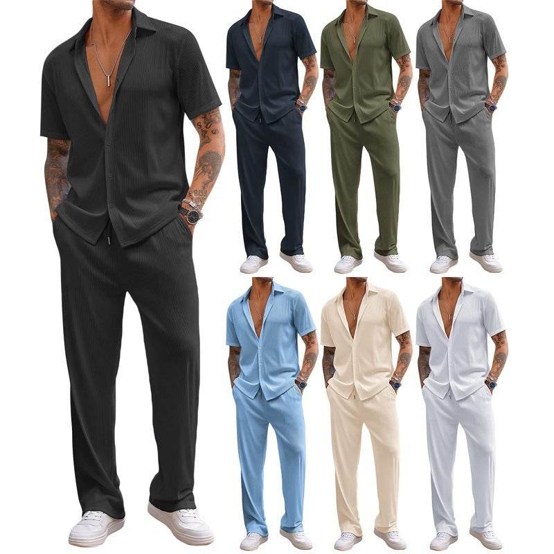 Buycenter Loose Short-Sleeved Trousers Leisure Suit - Multiple Colors Available - Buy Center US