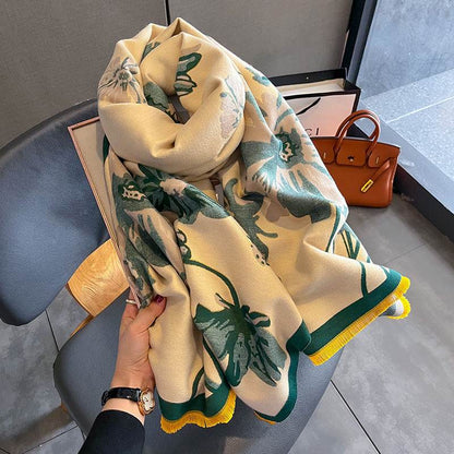 Cozy Double-sided Winter Scarf - Thicken Imitation Cashmere Shawl - Buy Center US