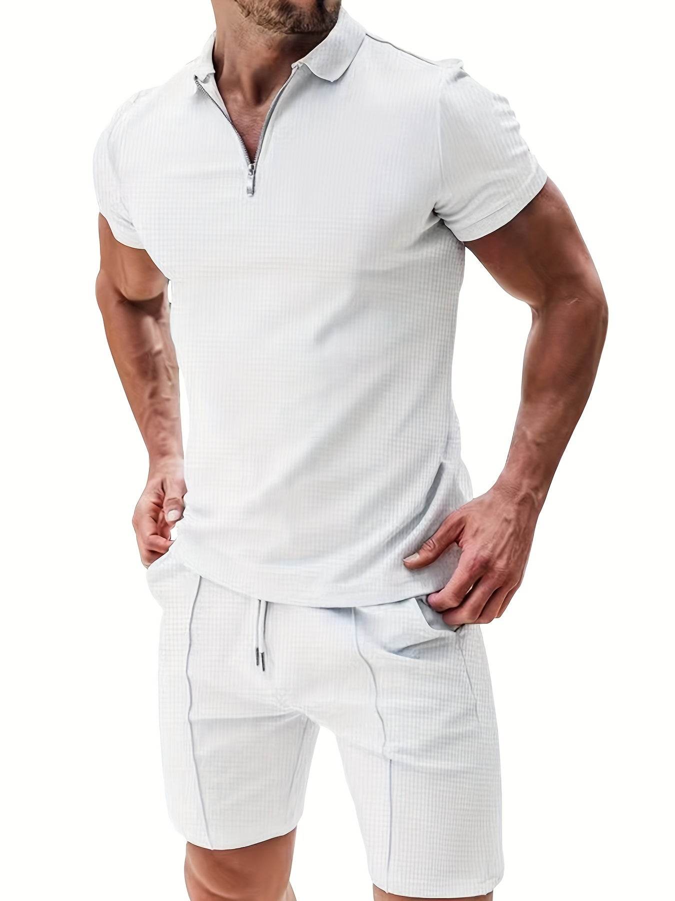 Men's Summer 2-Piece Set - Striped Casual T-Shirt & Shorts Outfit - Buy Center US