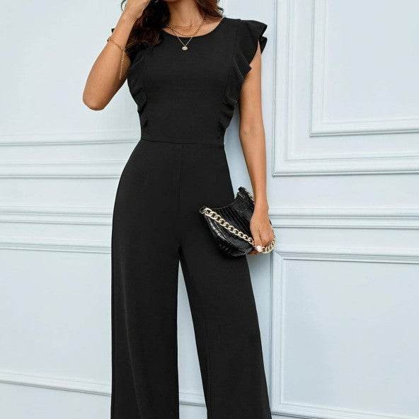 Women's High Waist Ruffles Jumpsuit - Trendy Street Style Wide Leg - Buy Center US