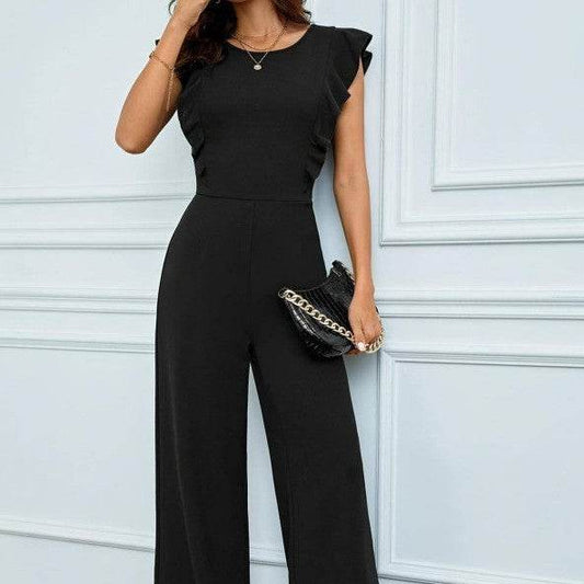 Women's High Waist Ruffles Jumpsuit - Trendy Street Style Wide Leg - Buy Center US