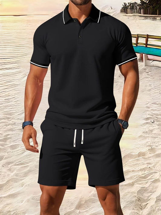 Men's Casual Short Sleeve Shirt & Drawstring Shorts Set - Summer Fashion - Buy Center US