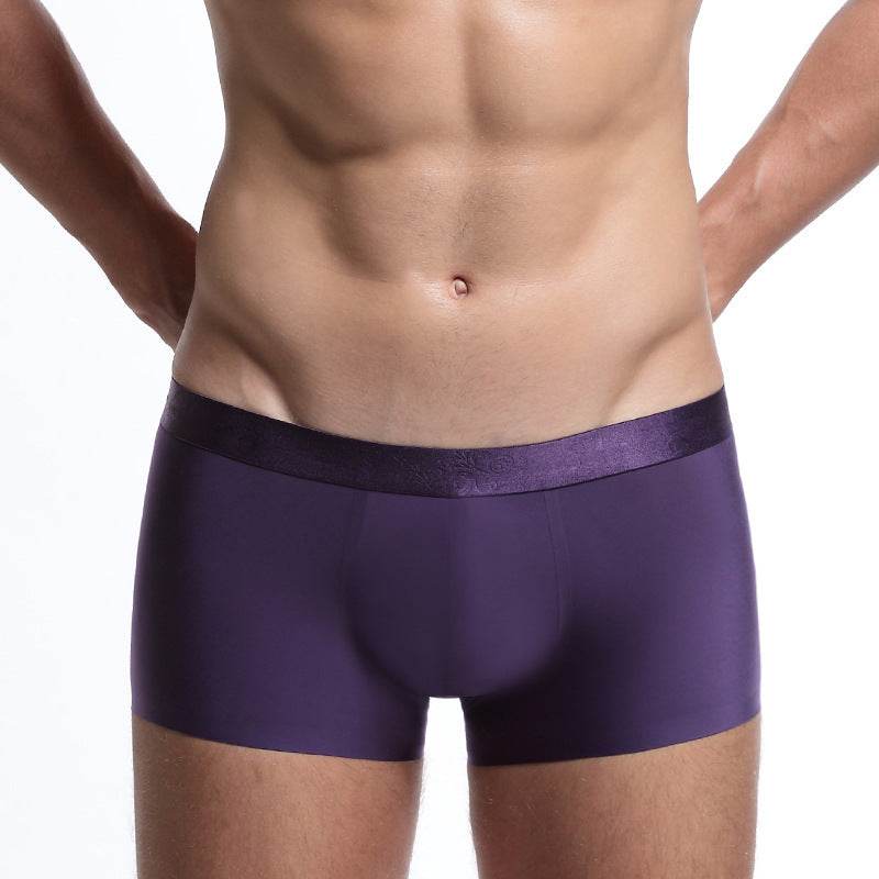 Buycenter Men's Ice Silk Boxer Briefs - Seamless Mid Waist Shorts - Buy Center US