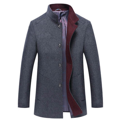 Buycenter Slim-Fit Woolen Coat - Autumn Winter Single-Breasted Trench - Buy Center US