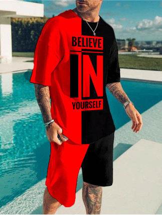 Simple Men's 3D Print Oversized Shirt & Shorts Set - Comfortable Style - Buy Center US