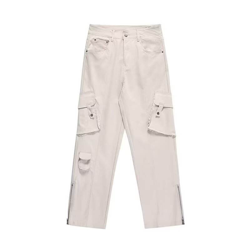 Buycenter Retro Wide-leg Overalls - Multi-pocket, Black & Apricot Options - Buy Center US
