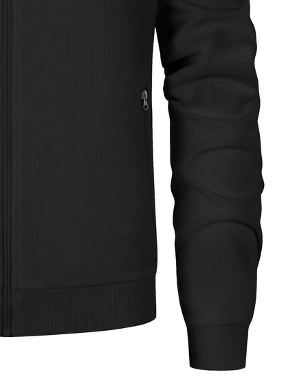 Men's Solid Color Knitted Tracksuit Set - Long Sleeve Jacket & Pants - Buy Center US