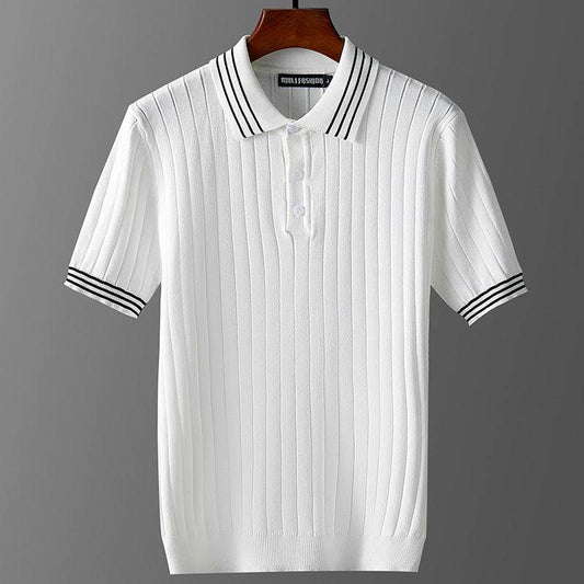 Men's Ice Silk Polo Sweater - Thin Lapels, Comfort Fit, Sizes L to 7XL - Buy Center US