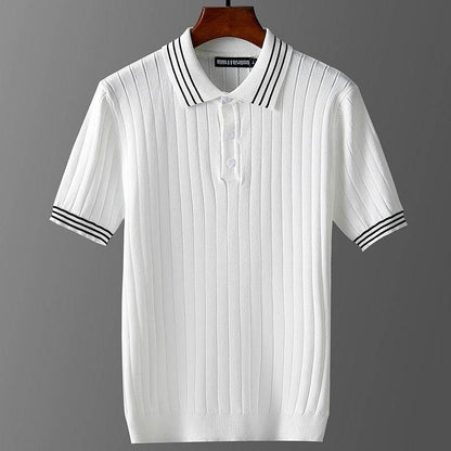 Men's Ice Silk Polo Sweater - Thin Lapels, Comfort Fit, Sizes L to 7XL - Buy Center US
