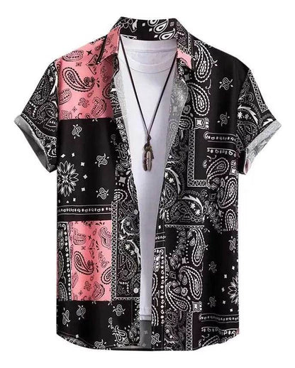 Casual Creative Hawaiian Shirt for Men - Striped, Short Sleeve Fashion - Buy Center US