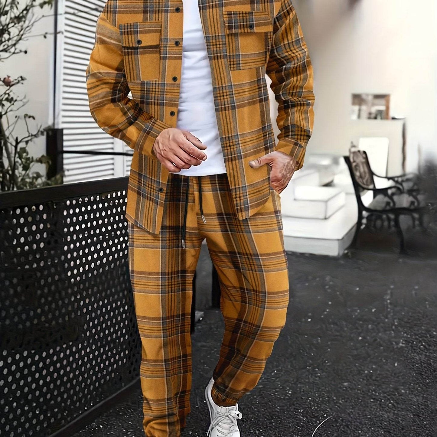 Light Luxury Men's Casual Shirt Suit - Solid Color for All Seasons - Buy Center US