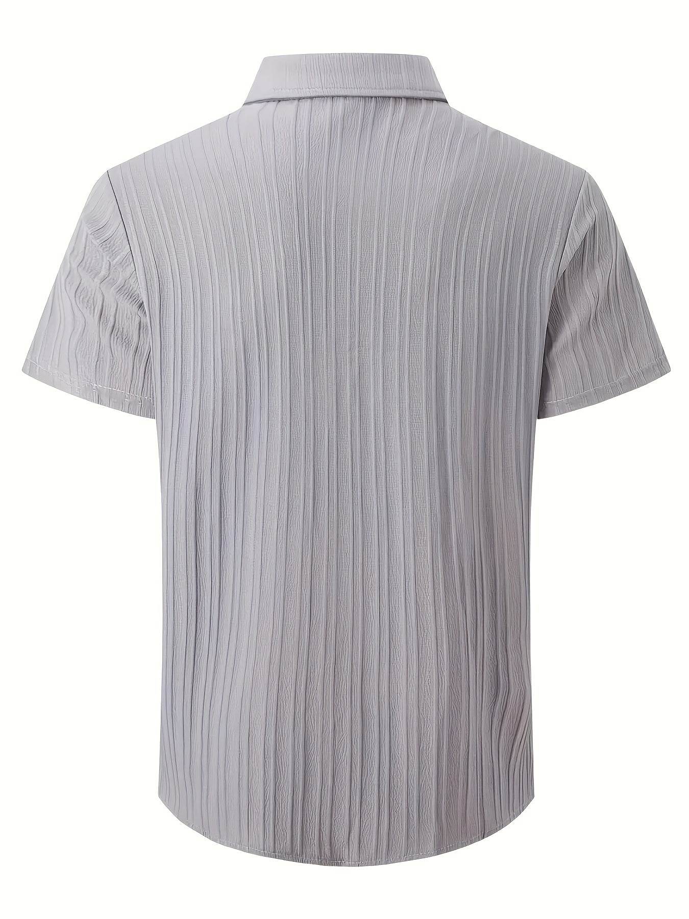 Men's Casual Striped Jacquard Shirt - Lightweight & Breathable for Summer - Buy Center US