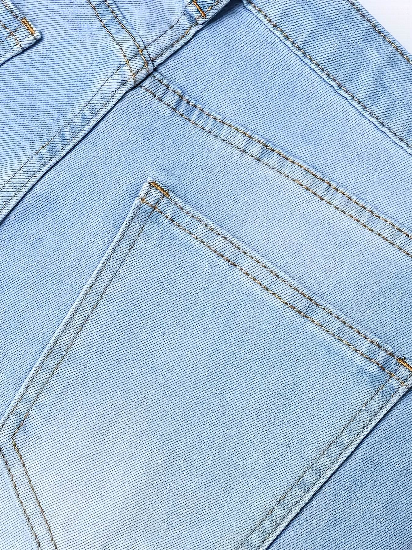 Men's Slim-Fit Stretch Denim Jeans - All-Season Casual Water-Washed Style - Buy Center US