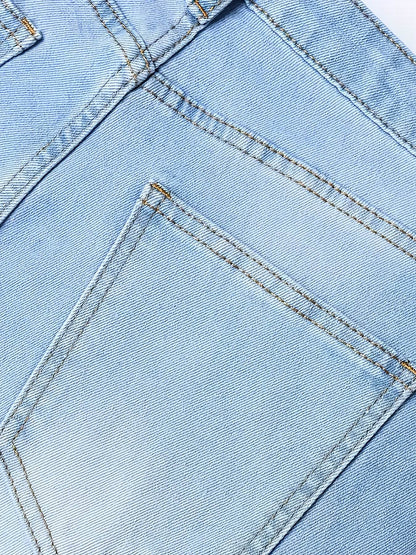 Men's Slim-Fit Stretch Denim Jeans - All-Season Casual Water-Washed Style - Buy Center US