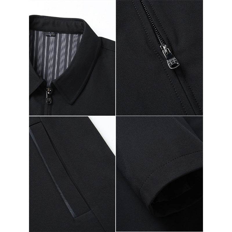 Buycenter Men's Business Casual Jacket - Stylish Lapels, Zipper Coat - Buy Center US
